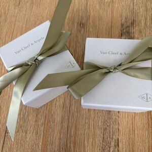 Authentic Van Cleef & Arpels White and Olive Gift Boxes